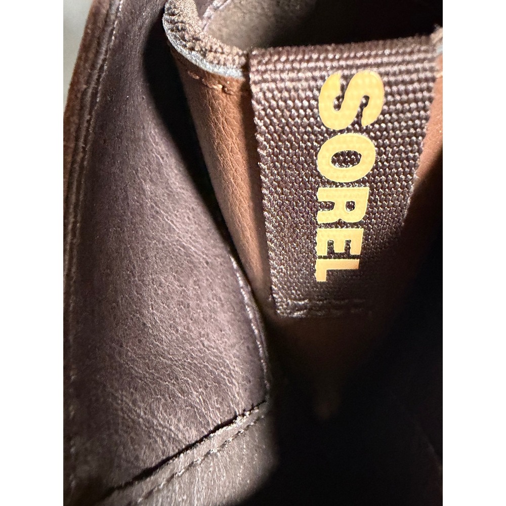 SOREL Brex Boot Lace Womens 8.5 Brown Leather Platform Chunky Lug Sole Combat - Picture 5 of 8
